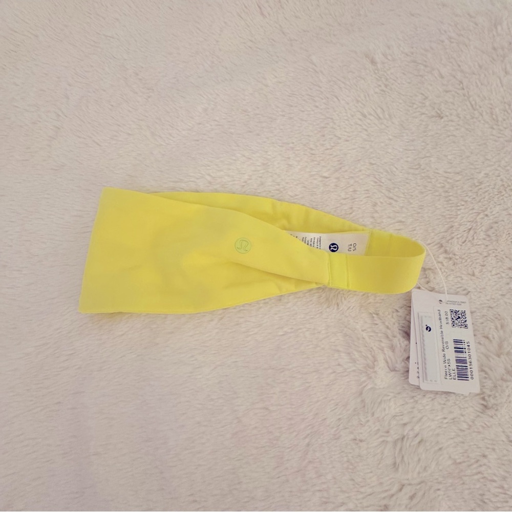 NWT Lululemon Wide Reversible Fleece Headband Electric Yellow - Picture 4 of 7